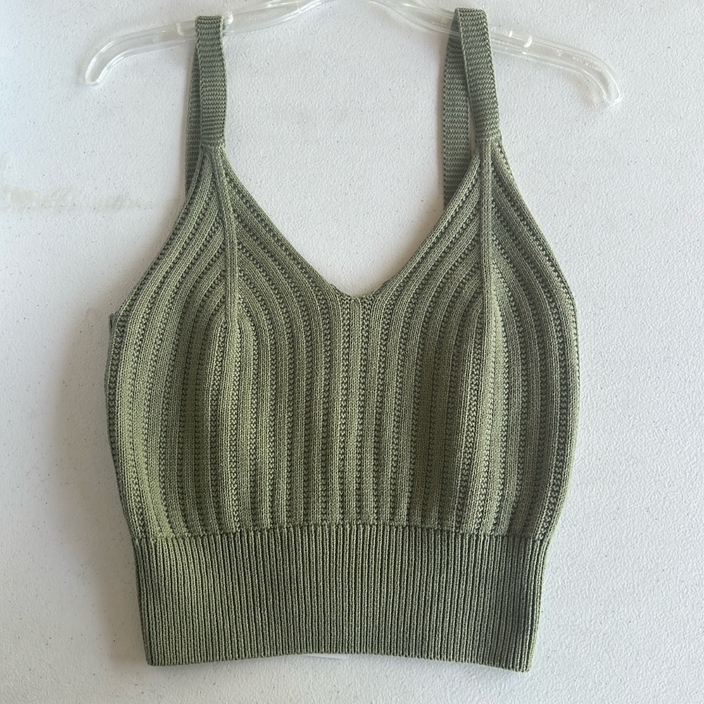 Green knit tank top